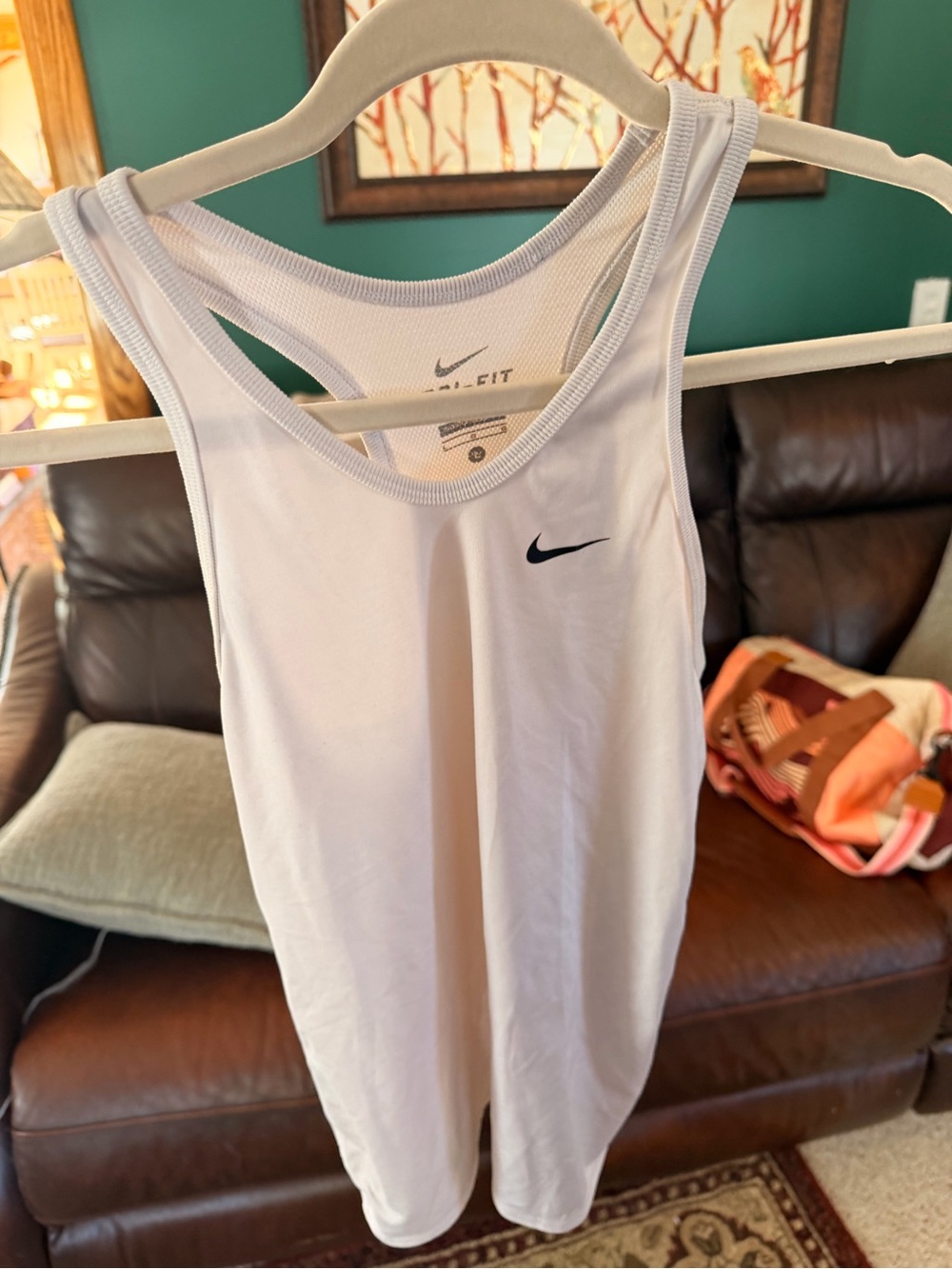 Nike White Dri-FIT Slim Racerback Tank